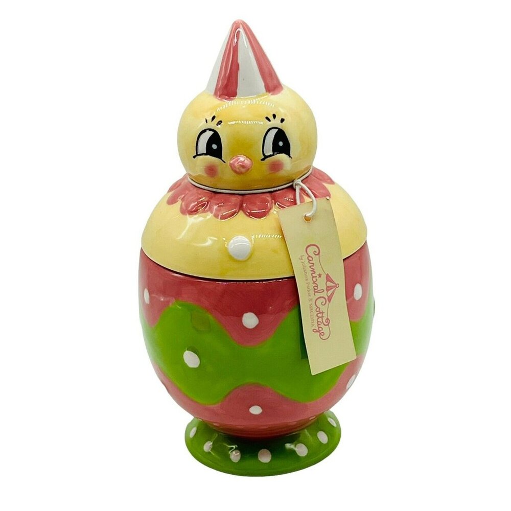 Johanna Parker Carnival Cottage‎ Chick Canister Easter Duckie 8 inch Magenta